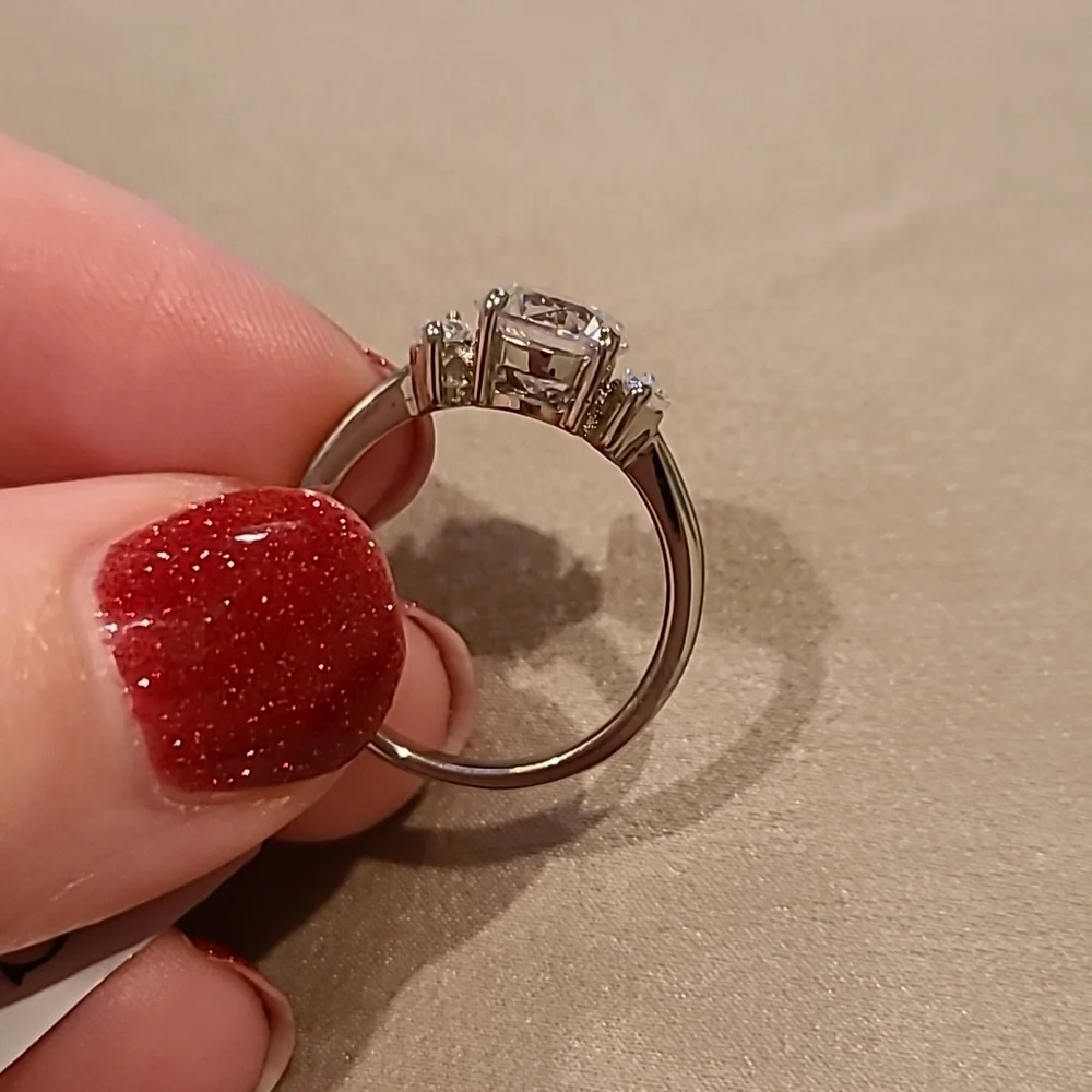 Cubic zirconia 3 stone stainless steel ring
